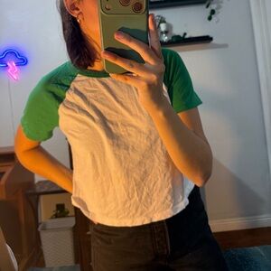 Old Navy Green and White Short Sleeve Tee